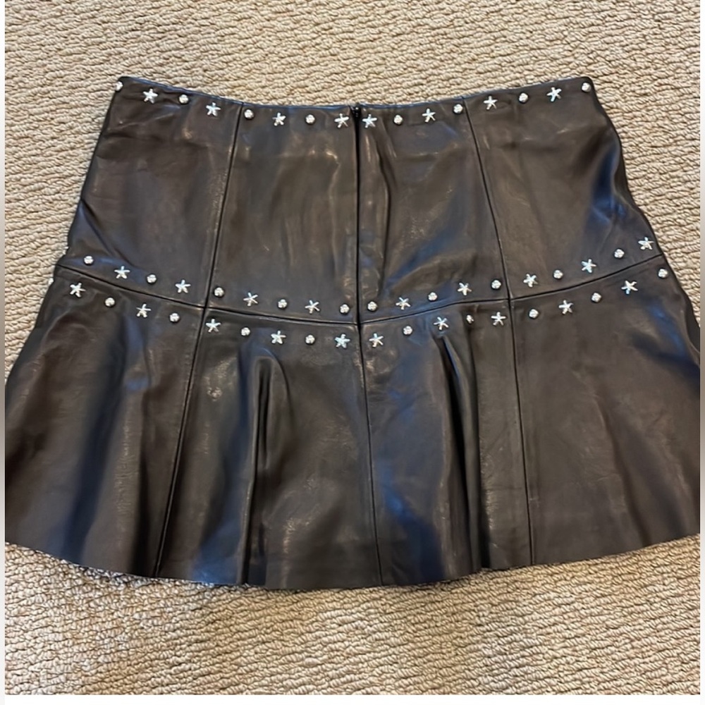 NWT- Parker Cyrus Studded Leather Flounce Mini Skirt - Picture 3 of 5